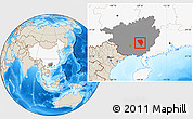 Shaded Relief Location Map of Gui Xian, highlighted country, highlighted parent region