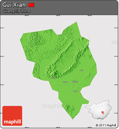 Political Map of Gui Xian, cropped outside