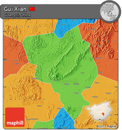 Political Map of Gui Xian