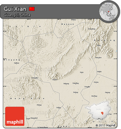 Shaded Relief Map of Gui Xian