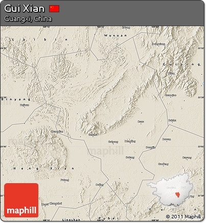 Shaded Relief Map of Gui Xian