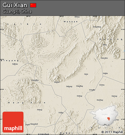Shaded Relief Map of Gui Xian