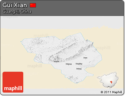 Classic Style Panoramic Map of Gui Xian, single color outside