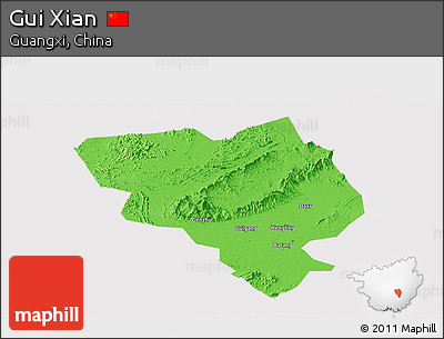 Political Panoramic Map of Gui Xian, cropped outside