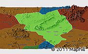 Political Panoramic Map of Gui Xian, darken