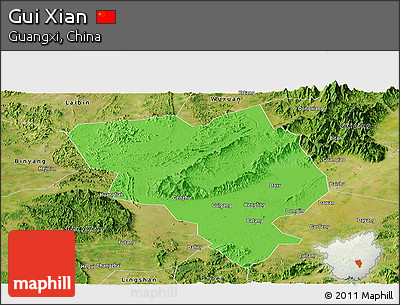 Political Panoramic Map of Gui Xian, satellite outside