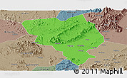 Political Panoramic Map of Gui Xian, semi-desaturated