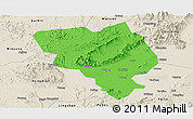 Political Panoramic Map of Gui Xian, shaded relief outside