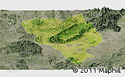 Satellite Panoramic Map of Gui Xian, semi-desaturated