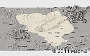 Shaded Relief Panoramic Map of Gui Xian, darken, semi-desaturated