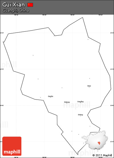 Blank Simple Map of Gui Xian, cropped outside