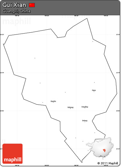 Blank Simple Map of Gui Xian, cropped outside
