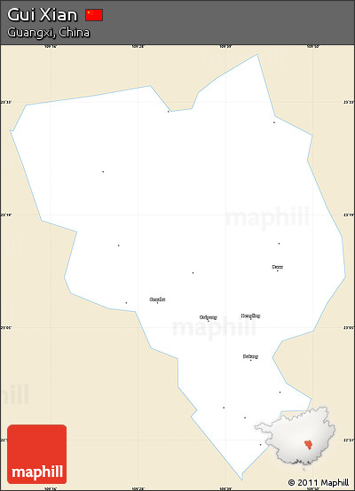 Classic Style Simple Map of Gui Xian, single color outside