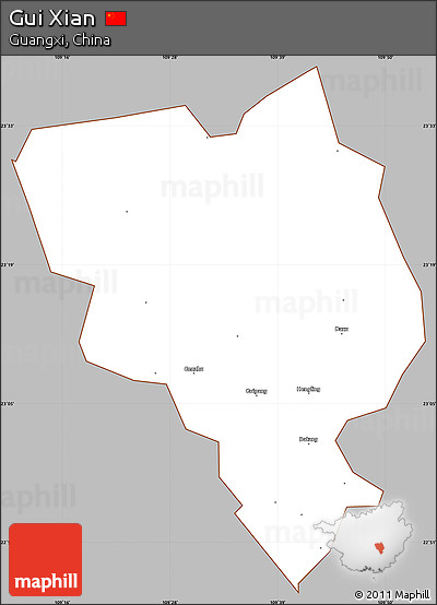 Gray Simple Map of Gui Xian, cropped outside