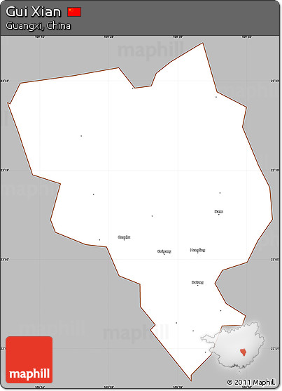 Gray Simple Map of Gui Xian, cropped outside