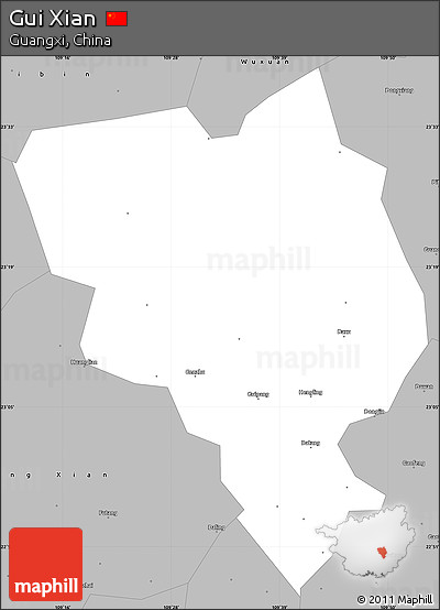 Gray Simple Map of Gui Xian