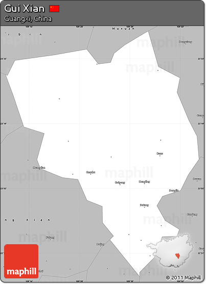 Gray Simple Map of Gui Xian