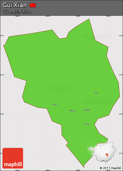 Political Simple Map of Gui Xian, cropped outside