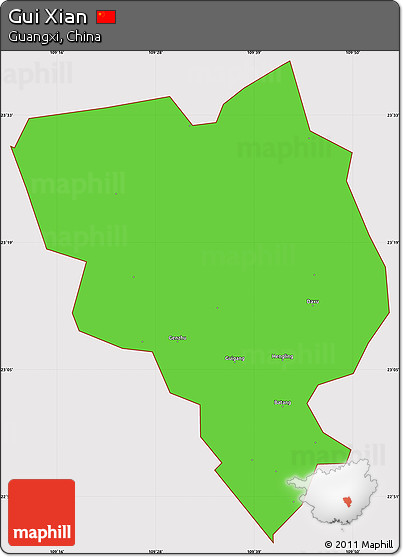 Political Simple Map of Gui Xian, cropped outside