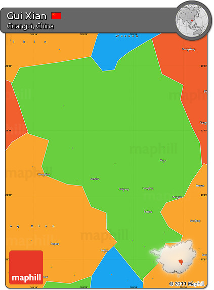 Political Simple Map of Gui Xian
