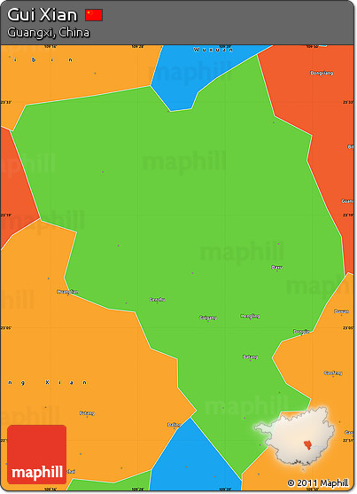 Political Simple Map of Gui Xian
