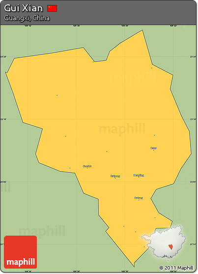Savanna Style Simple Map of Gui Xian, cropped outside