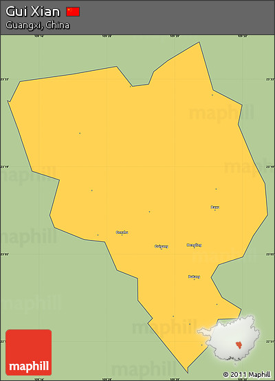 Savanna Style Simple Map of Gui Xian, cropped outside