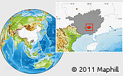 Physical Location Map of Heng Xian, highlighted country, highlighted parent region
