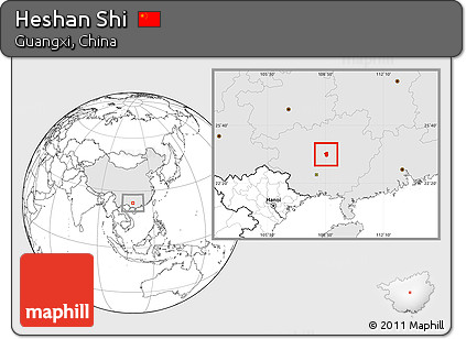 Blank Location Map of Heshan Shi, highlighted country