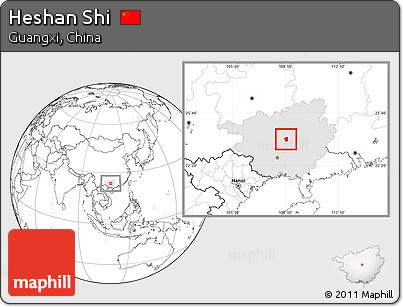 Blank Location Map of Heshan Shi, highlighted parent region