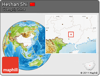 Physical Location Map of Heshan Shi, highlighted country