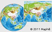 Physical Location Map of Heshan Shi, highlighted country, highlighted parent region, within the entire country