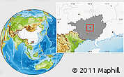 Physical Location Map of Heshan Shi, highlighted country, highlighted parent region