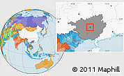 Political Location Map of Heshan Shi, highlighted country, highlighted parent region