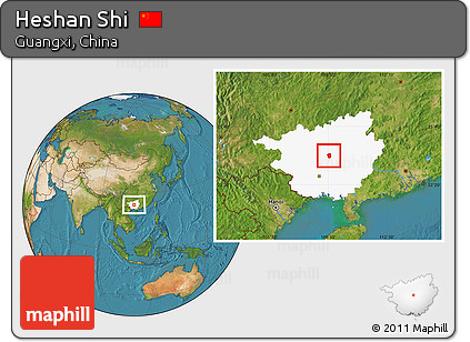 Satellite Location Map of Heshan Shi, highlighted parent region