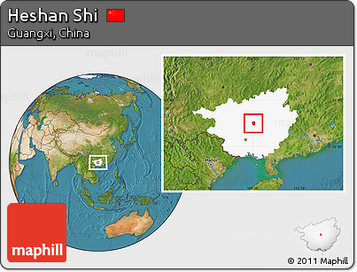 Satellite Location Map of Heshan Shi, highlighted parent region