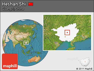 Satellite Location Map of Heshan Shi, highlighted parent region