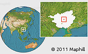 Satellite Location Map of Heshan Shi, highlighted parent region