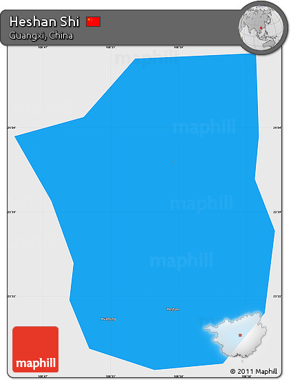 Political Simple Map of Heshan Shi, single color outside