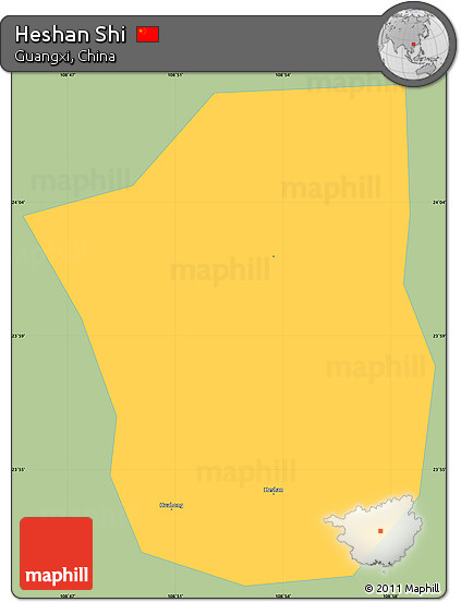 Savanna Style Simple Map of Heshan Shi, single color outside