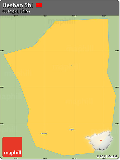 Savanna Style Simple Map of Heshan Shi, single color outside