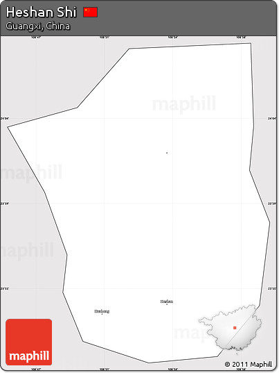 Silver Style Simple Map of Heshan Shi, cropped outside