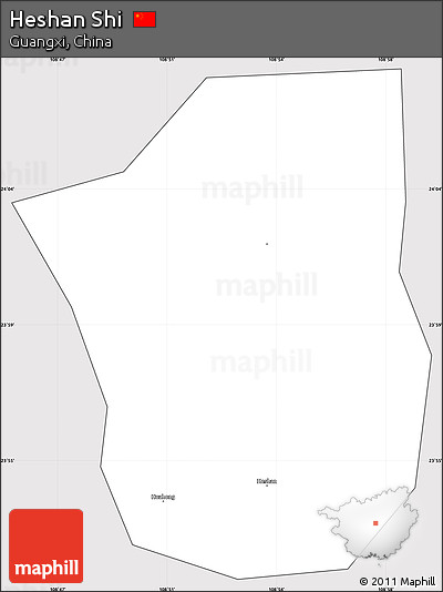Silver Style Simple Map of Heshan Shi, cropped outside