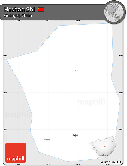 Silver Style Simple Map of Heshan Shi, single color outside