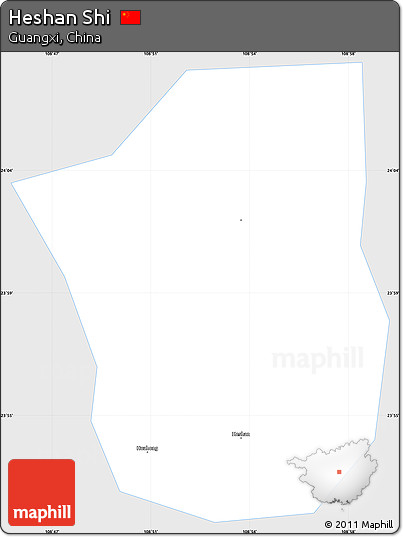 Silver Style Simple Map of Heshan Shi, single color outside