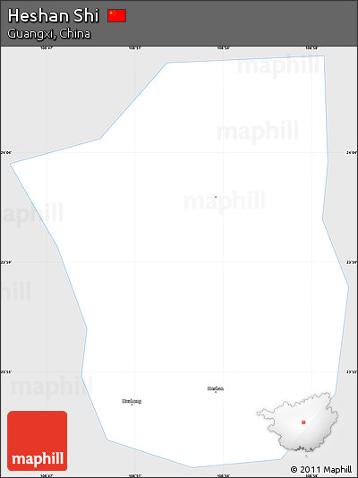 Silver Style Simple Map of Heshan Shi, single color outside