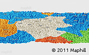 Shaded Relief Panoramic Map of Leye, political outside