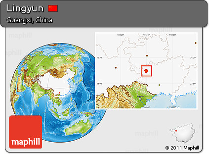 Physical Location Map of Lingyun, highlighted country