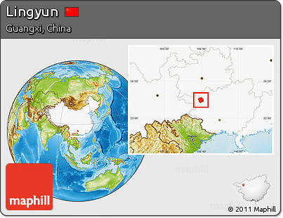 Physical Location Map of Lingyun, highlighted country