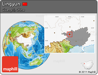 Physical Location Map of Lingyun, highlighted country, highlighted parent region